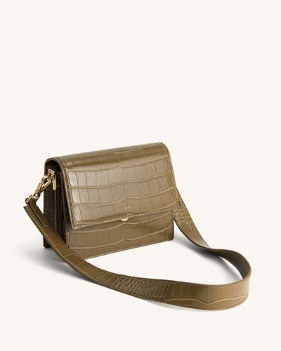 Mini sac bandoulière à rabat - Croco Olive Foncé - JW PEI - Modalova