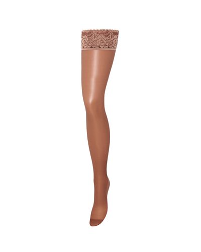 Plain Leg/Lace Top Thigh Highs Caramel - Bluebella - US - Modalova