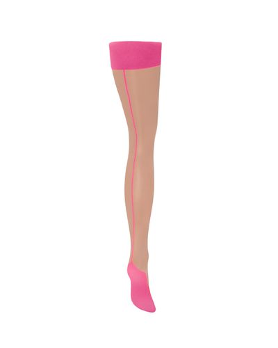 Back Seam Leg/Plain Top Stockings Sheer/Pink - Bluebella - Modalova