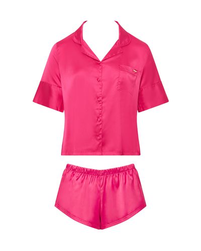 Alma Luxury Satin Short Pajama Set Fuchsia Pink - Bluebella - US - Modalova