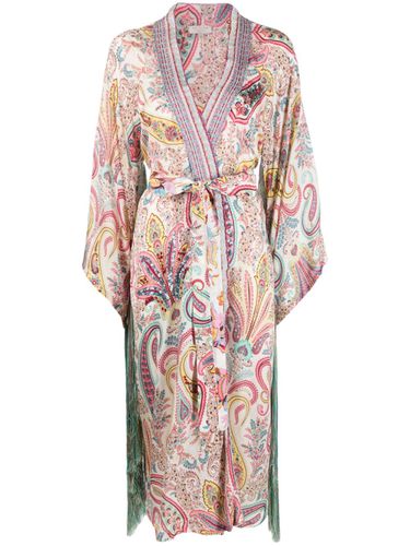 Embroidered Silk Long Kimono - Anjuna - Modalova