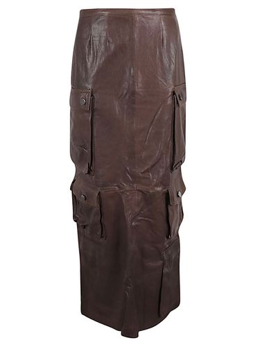 Leather Cargo Long Skirt - Fermas.club - Modalova