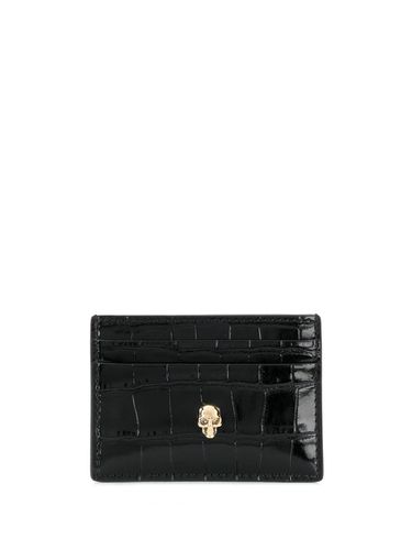 Skull Embossed Croc Leather Card Holder - Alexander McQueen - Modalova