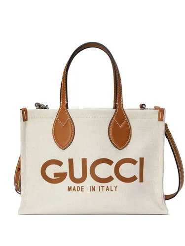 GUCCI - Linen And Leather Tote Bag - Gucci - Modalova