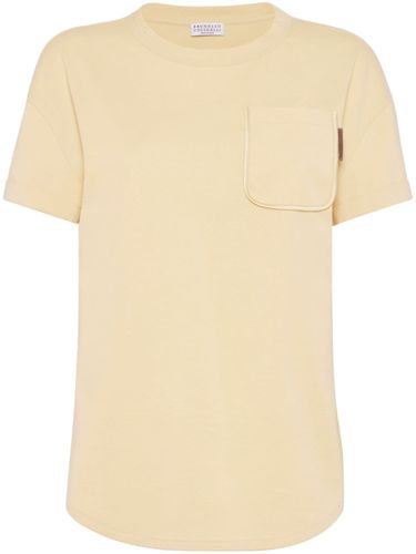 Shiny Tab Cotton T-shirt - Brunello Cucinelli - Modalova