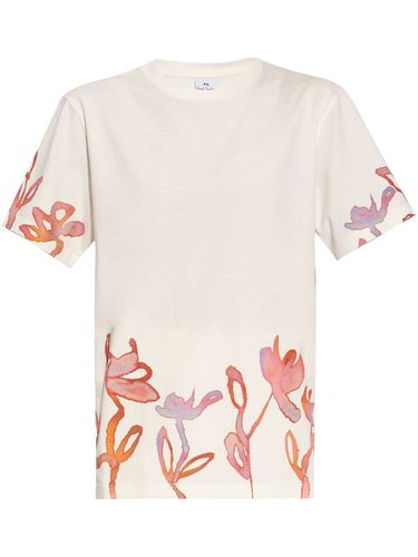 Oleander Print Cotton T-shirt - PS Paul Smith - Modalova
