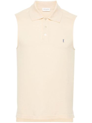 Cotton Piqué Sleeveless Polo Shirt - Saint Laurent - Modalova