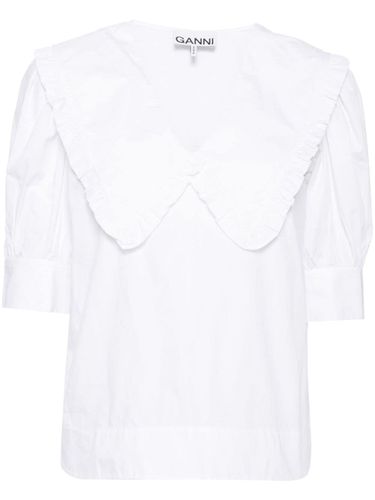 Organic Cotton Ruffled Blouse - Ganni - Modalova