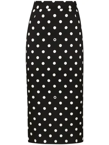 Dots Print Silk Skirt - Dolce & Gabbana - Modalova