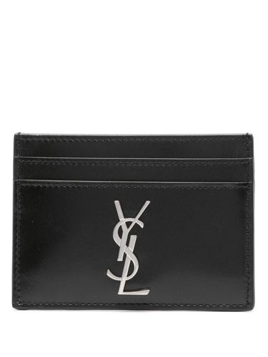 Monogram Leather Card Holder - Saint Laurent - Modalova