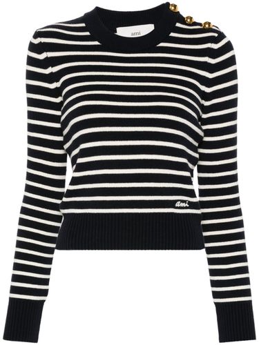 Cotton Blend Striped Sweater - Ami Paris - Modalova