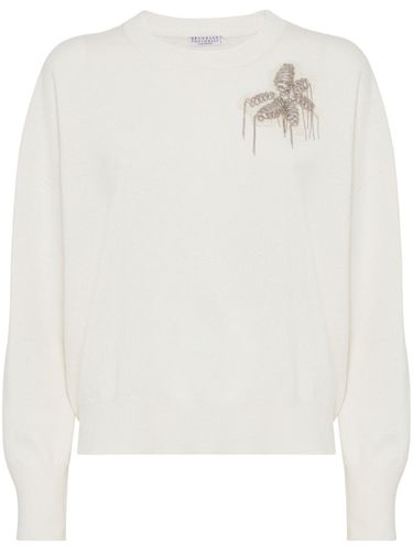 Cashmere Sweater With Embroidery - Brunello Cucinelli - Modalova