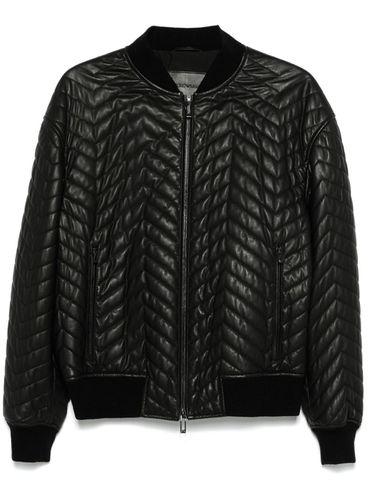 Leather Bomber Jacket - Emporio Armani - Modalova