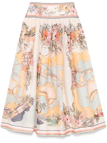 Tallow Printed Linen Midi Skirt - Zimmermann - Modalova