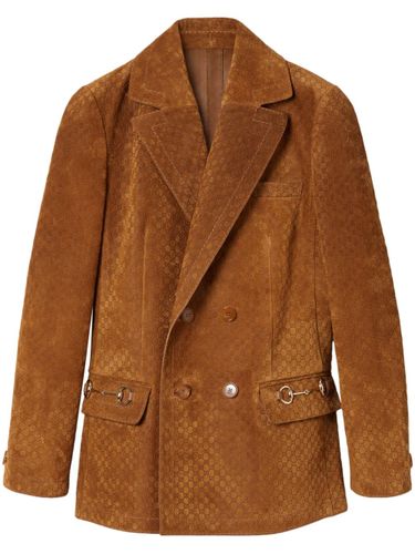 Suede Leather Double-breasted Jacket - Gucci - Modalova