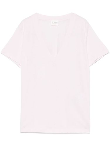 CLOSED - Cotton V-necked T-shirt - Closed - Modalova