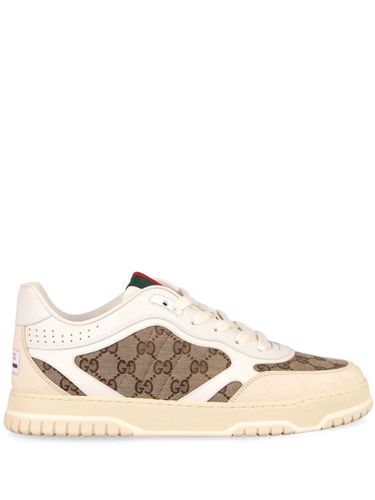 Leather Sneaker With Gg Mongram - Gucci - Modalova
