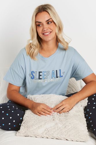 Ensemble De Pyjama Bleu Wide Leg 'Sleep All Weekend' Size 46-48 - Yours - Modalova