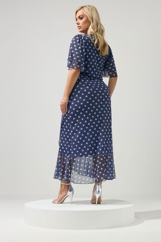 Robe Cachecœur Bleu Marine À Pois Size 46 - Yours London - Modalova