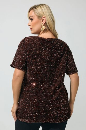 Tshirt Marron Chocolat En Velours À Sequins Size 42 - Yours London - Modalova