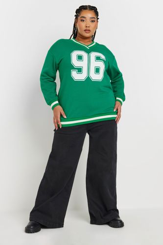 Sweatshirt Varsity Vert & Blanc '96' Size 48 - Yours - Modalova