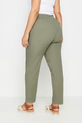 Pantalon Vert Kaki En Lin Coupe Droite Size 48 - Yours - Modalova