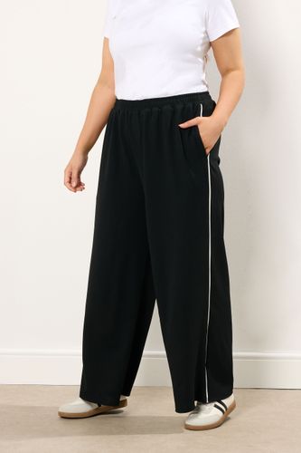 Pantalon Large Noir À Rayures Latérales En Néoprène Size 48 - Yours - Modalova