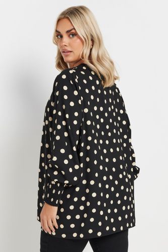 Blouse Noire & Blanche À Pois Manches Bouffantes Size 62-64 - Yours - Modalova