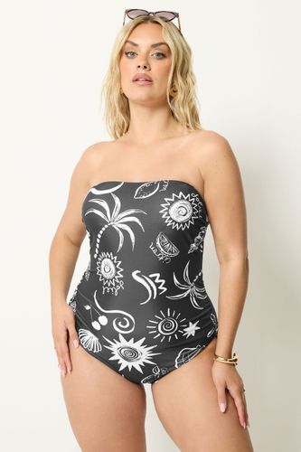 Maillot De Bain Bandeau Noir À Motif Céleste Size 52 - Yours - Modalova