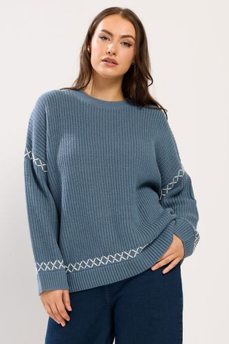 Pull En Point De Feston Bleu Size 50-52 - Yours - Modalova