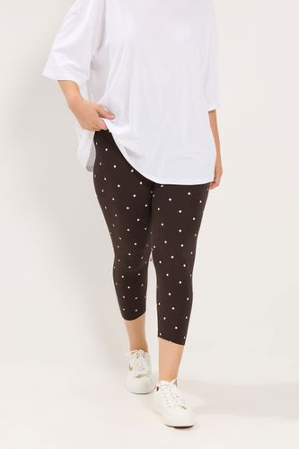 Legging Raccourci Marron Chocolat À Pois Size 40 - Yours - Modalova