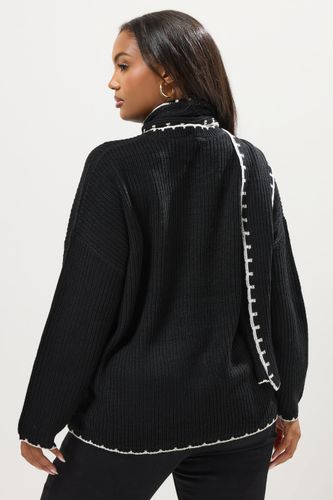 Pull Noir À Détail Écharpe Et Point De Couverture Size 42-44 - Yours - Modalova