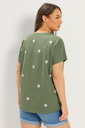 Tshirt Vert Kaki Brodé De Marguerites Size 44 - Yours - Modalova