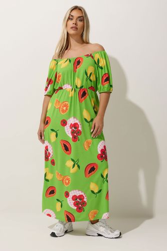 Robe Bardot À Imprimé Fruits Verts Size 48 - Limited Collection - Modalova