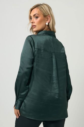Chemise À Col Ouvert Verte En Satin Size 38 - Yours London - Modalova