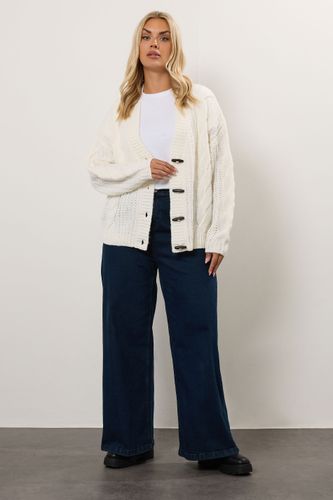 Cardigan En Maille Torsadée Épaisse Blanc Ivoire Size 46-48 - Yours - Modalova