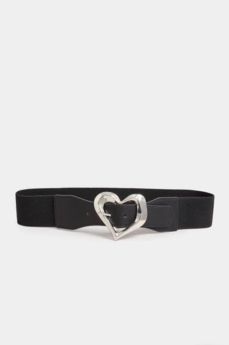 Ceinture Large Noire Stretch Boucle Coeur Size 44-46 - Yours - Modalova