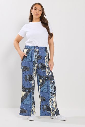 Pantalon Large Ceinturé À Imprimé Bandana Bleu Size 46 - Yours - Modalova