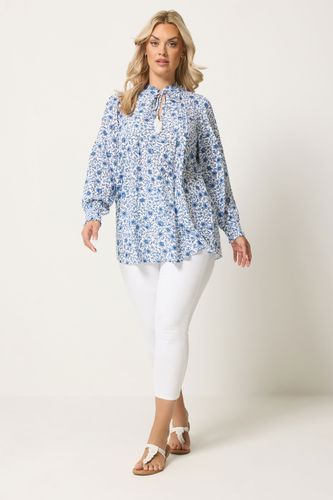Blouse Bleue À Fleurs Avec Lien À L'encolure Size 44 - Yours - Modalova