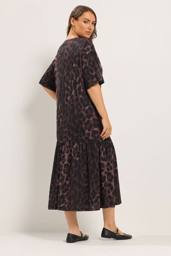 Robe Longue À Taille Basse Marron À Imprimé Léopard Size 54-56 - Yours - Modalova