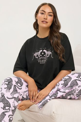 Ensemble De Pyjama Large Noir À Imprimé Léopard Size 38-40 - Yours - Modalova