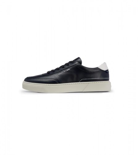 Gary Panel Leather Sneakers with openwork panel (43), Cuir, Plat, Lacets, Casuel, Marine - BOSS - Modalova