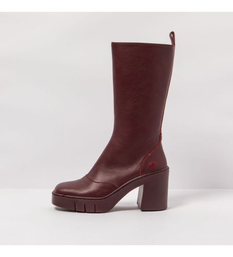 Bottes en cuir Maroon 1976 Berna - Hauteur du talon 9cm (40), 8 à 10 cm, Fermeture éclair, Casuel, Grenat - Art - Modalova