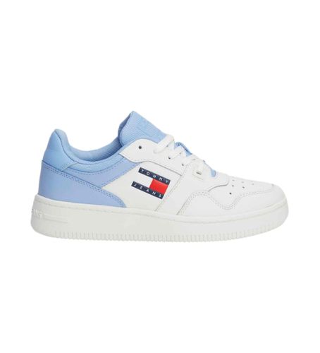 EN0EN02505 Essential Retro Leather Sneakers , (41), Cuir, Blanc, Bleu, Plat, Lacets, Casuel - Tommy Jeans - Modalova