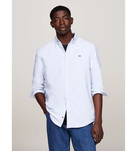 DM0DM19134 Chemise oxford bleue à coupe régulière (L), Casuel, Coton, Manche longue, Durable - Tommy Jeans - Modalova