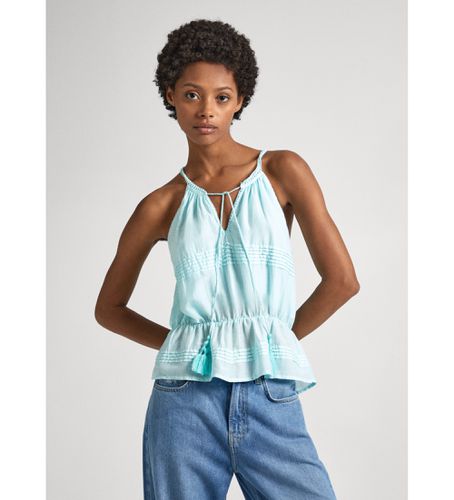 PL304821 Top à col en V avec bretelles turquoises (L), Casuel, Coton, Sans manches / bretelles - Pepe Jeans - Modalova