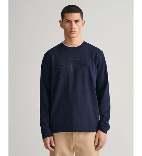 Tonal Shield Long Sleeve T-Shirt (S), Casuel, Coton, Manche longue, Marine - Gant - Modalova