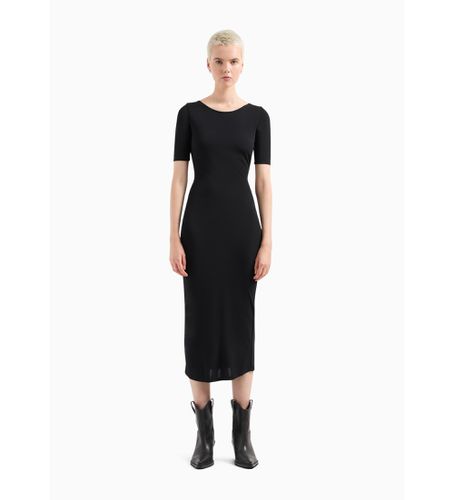 DYAEKYJEAZ1200 Robe midi ajustée noire (L), Casuel, Fête, Viscose, Manche courte - Armani Exchange - Modalova