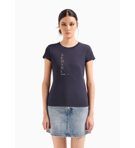 DYT05YJ3RZ1593 T-shirt Text (S), Casuel, Coton, Manche courte, Marine - Armani Exchange - Modalova