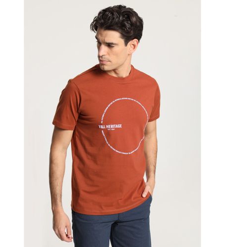 T-shirt à manches courtes avec motif circulaire -orange sur la poitrine (S), Marron, Casu - Victorio & Lucchino, V&L - Modalova